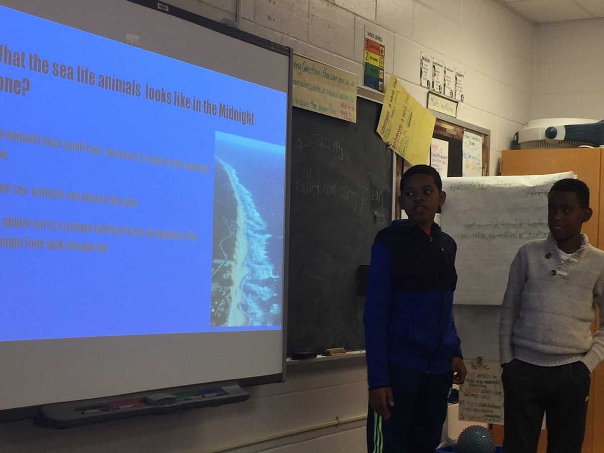 barrys_class's tweet photo. What a great day of collaboration and learning! Students had choice in presenting their ocean PBL and used @padlet to reflect on how they could improve for next time.  @CFESRedBirds https://t.co/LEeO5ERruX