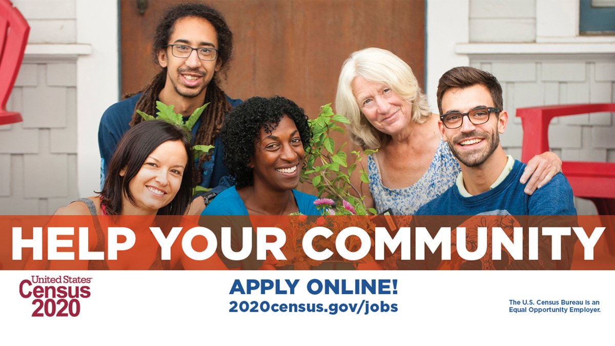 Apply now to work for the U.S. Census as a Census Taker for the #2020Census! Positions start in the Spring, pay $25/hr, and offer flexible hours. 

Apply online today at 2020census.gov/jobs.

#2020Census #2020CensusJobs #ApplyToday #OurCommunityCounts #OurCommunityBelongs