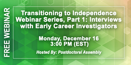 SOToxicology's tweet photo. Experts from diverse backgrounds give actionable advice for trainees on the early career transition to independence in a free #SOTwebinar on Dec. 16: https://t.co/bP8fv9EOjr https://t.co/T7ZScm4WCU
