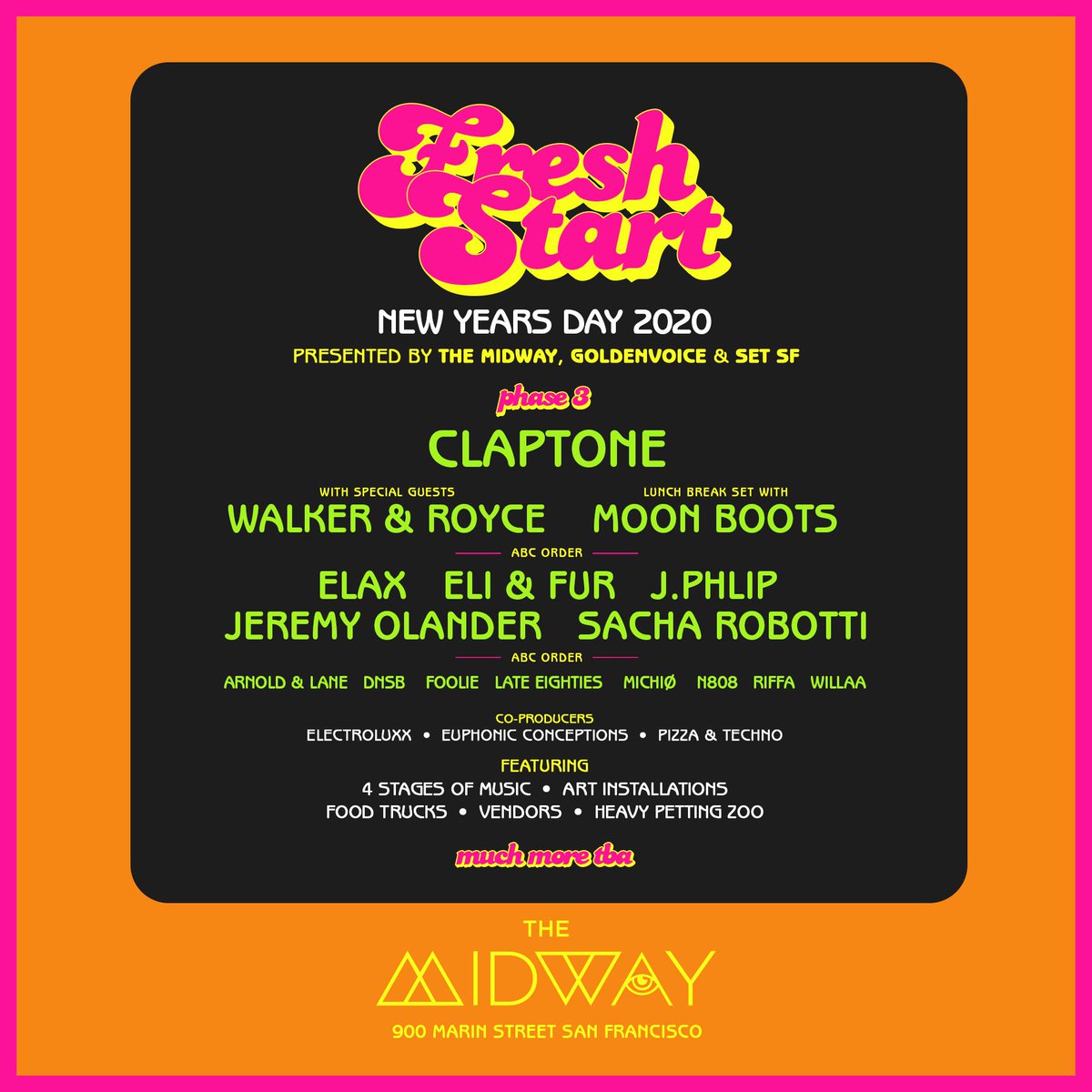 jeremyolander's tweet image. whatsup bay area! im kicking off 2020 with a big one on New Years Day at the @Themidwaysf alongside @eliandfur @Claptone_ @BoyzNoiseShow aka #elax and more 🎉

🎟 Tickets via vivrant.nu/tour