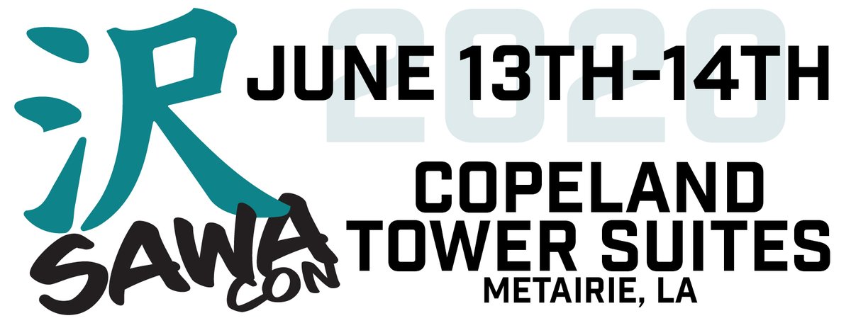 sawaconla's tweet photo. We made it to Twitter and are happy to announce that Sawa Con 2020 will be taking place at Copeland Tower Metairie Inn and Suites on June 13th-14th 2020! We will be refreshing the website ASAP so all you artists, vendors, and attendees can get all the latest updates! https://t.co/K6x4bmbq8i