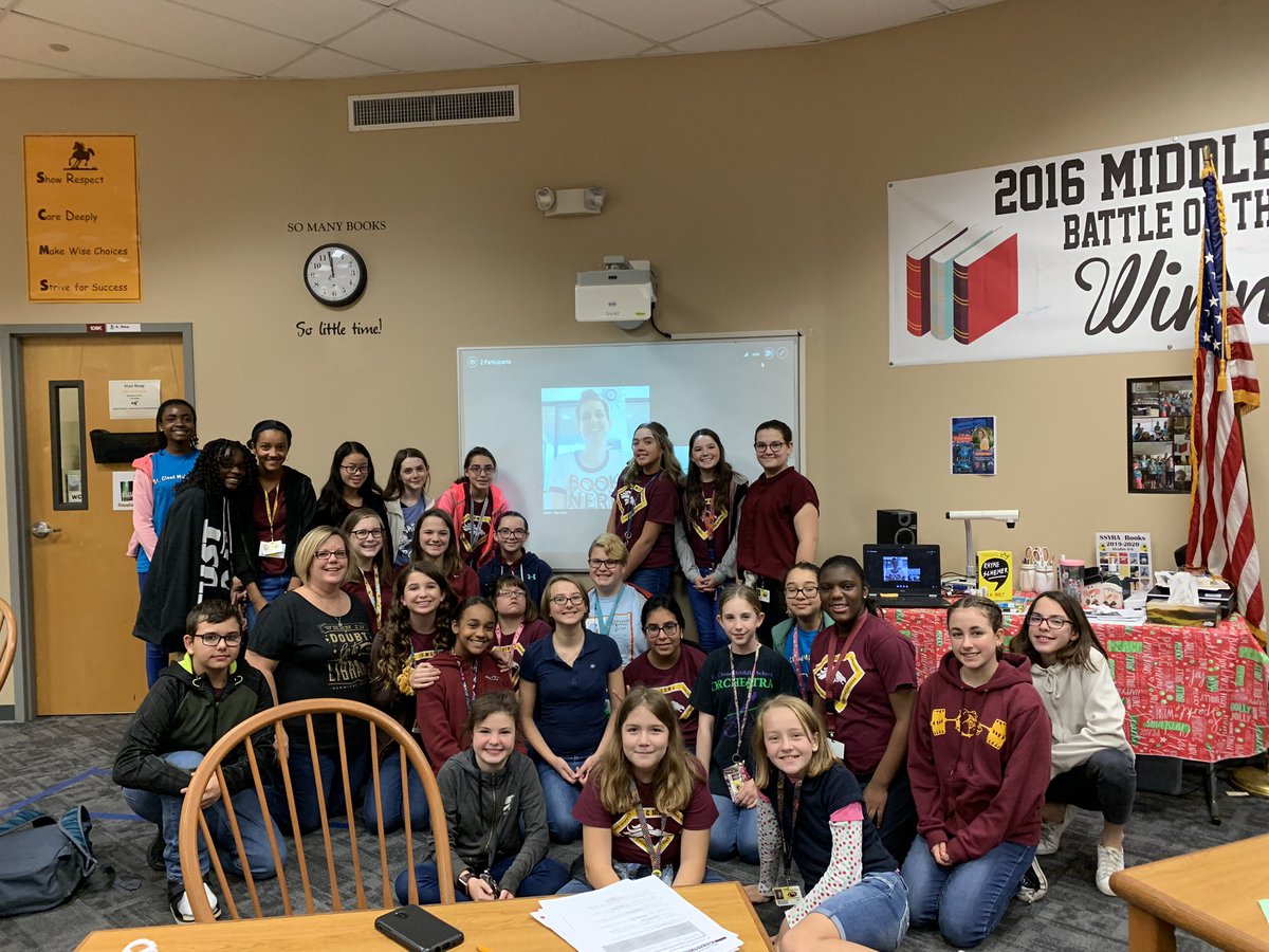 It’s amazing what an impact a quick Skype will do for student (&amp; librarian). So grateful for <a href="/karianneholt/">K.A. Holt 🏳️‍🌈</a>. What a beautiful memory these kiddos have! PS #housearrest is an amazing place to start for a book club! #sdocgoodtogreat #bookclub #scmsmediacenter #readaboutthehardstuff