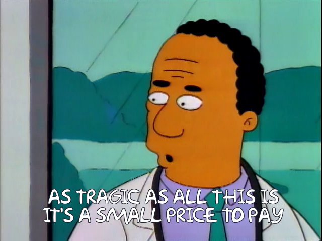 Dr. Hibbert makes his first appearance on the series in the episode. In the original script for "Bart the Daredevil", Hibbert was a woman named Julia Hibbert, who they named after comedic actress  @JIsbackintown (Hibbert was her last name, through marriage, at the time).
