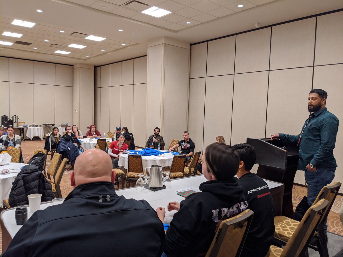 UniforTheUnion's tweet photo. It comes down to education, mobilization, and action. That’s how the Young Workers Caucus at #ORC19 is planning to fight ⁦@fordnation⁩ and #stopfordcuts #Canlab #onpoli https://t.co/E8acOJZPGe