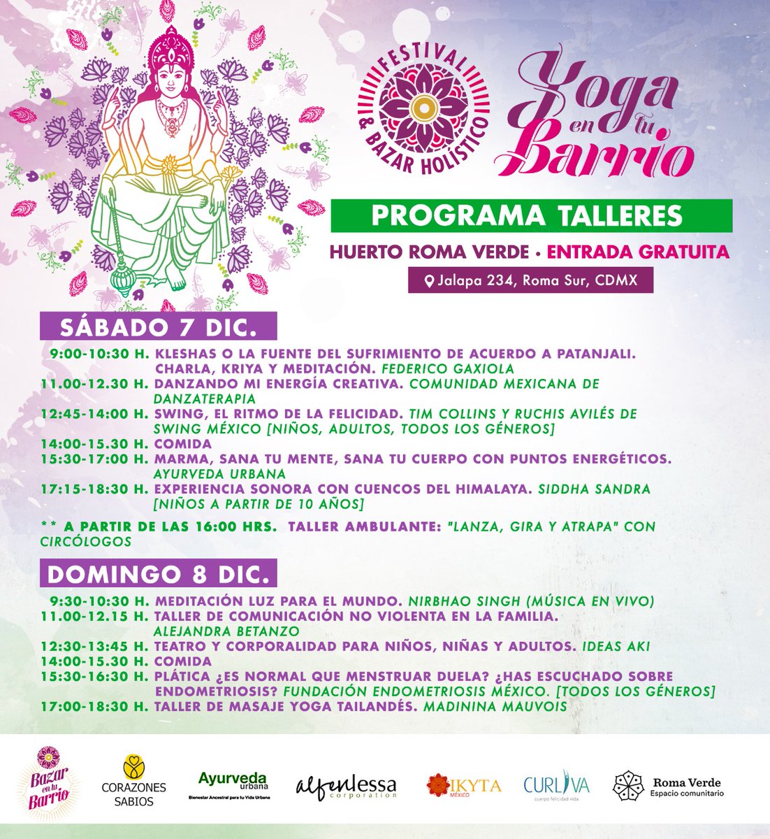 No te pierdas este gran programa de #talleresholisticos ¡Ven con toda tu familia, #EntradaLibre!

#kundaliniyoga #danzaterapia #ayurveda #cuencostibetanos #circo #teatro <a href="/HuertoRomaVerde/">RomaVerde</a> <a href="/vamosalaroma/">VAMOS A LA ROMA</a> <a href="/Quehacerhoymx/">¿Qué Hacer Hoy?</a> <a href="/BJAlcaldia/">Alcaldía de Benito Juárez</a> <a href="/AlcCuauhtemocMx/">Alcaldía Cuauhtémoc</a> <a href="/GobCDMX/">Gobierno de la Ciudad de México</a>