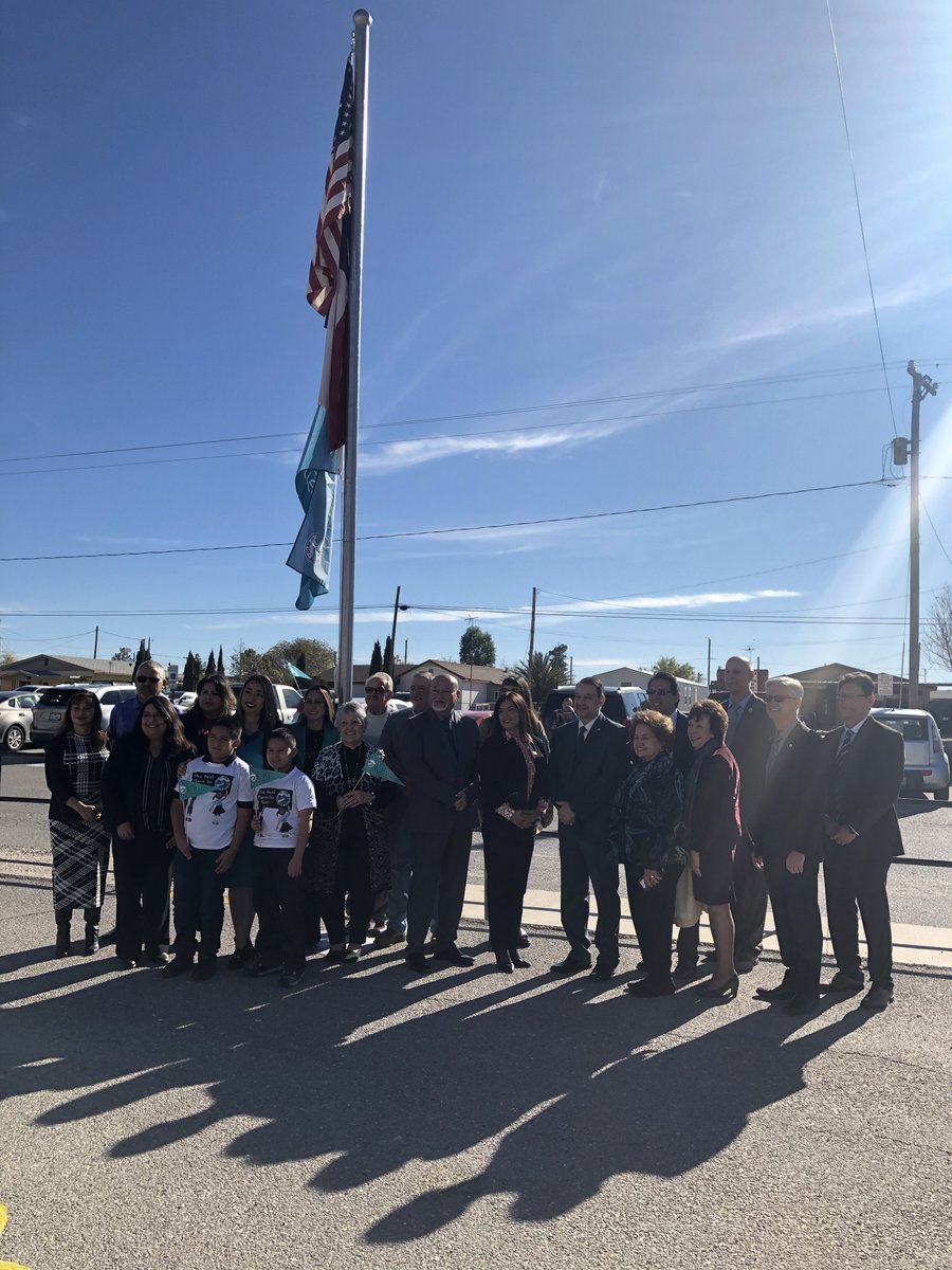 EPCCNews's tweet photo. Flag-raising ceremony concludes EPCC's adoption of Benito Martinez Elementary. #CollegeBoundProgram #EPCCpride #TheBestPlacetoStart https://t.co/AQBsagw3cE