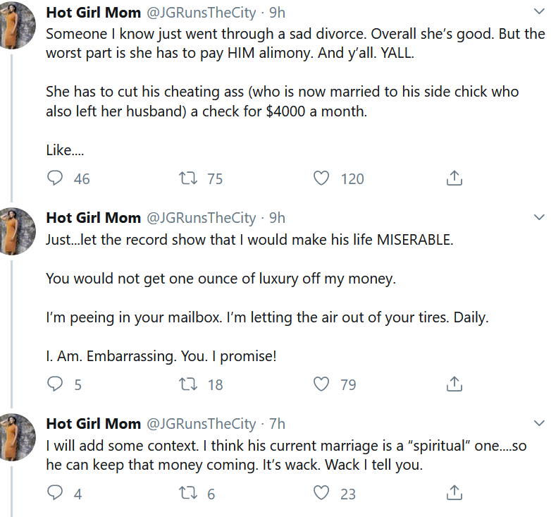 DonJuanCharisma's tweet photo. Ain't so funny now, Eh?
A few Woman have to pay alimony & all these gals lose their minds.
What's ironic?
Feminism let this Genie out of the bottle.
#Manimony
#Alimony
#SpousalSupport
#WhatsMineIsMineAndWhatsYoursIsMine 🤪
https://t.co/IJzjifN4Wd https://t.co/s0jSH6MZOx