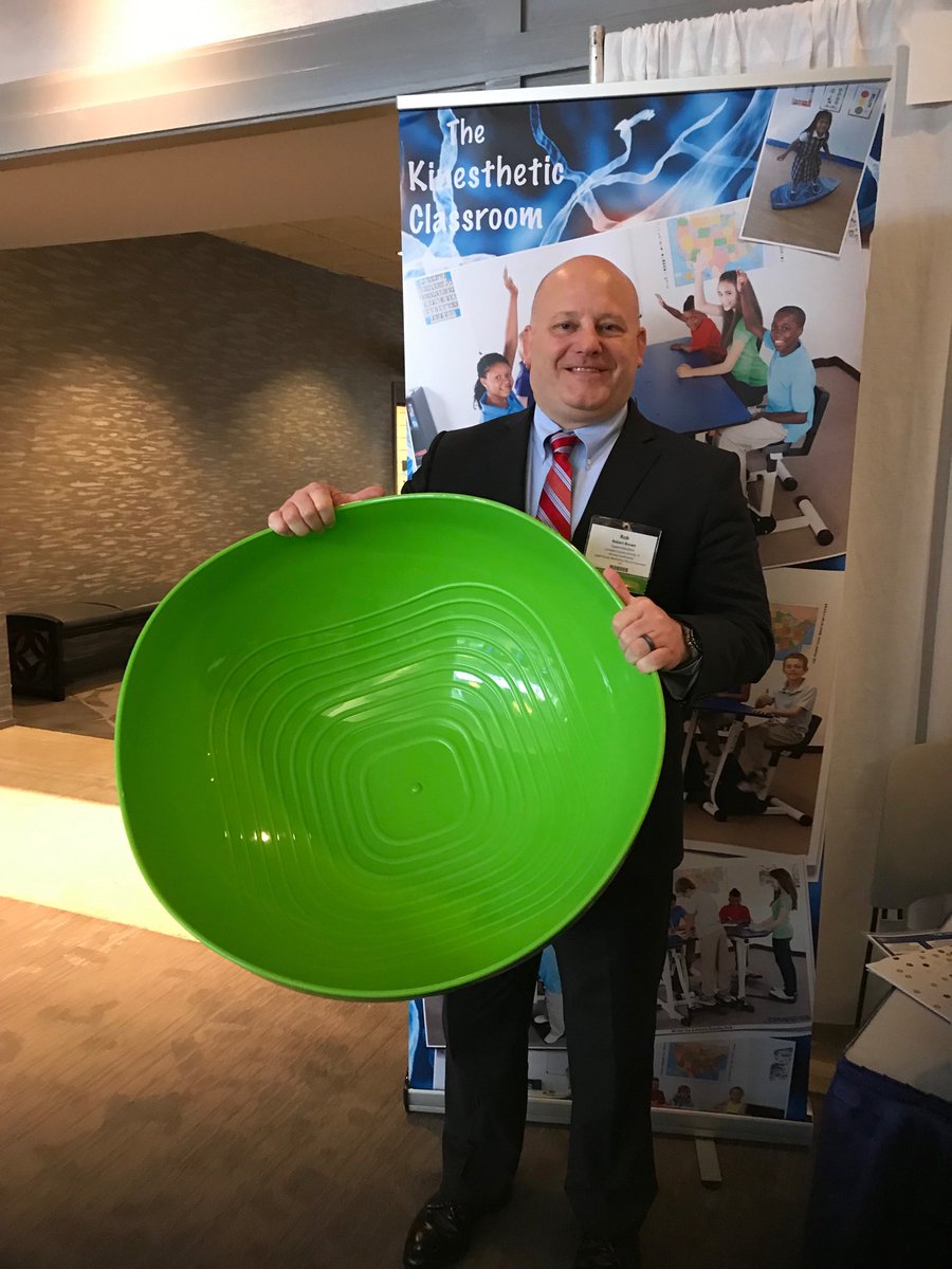 Kidsfit_ABL's tweet photo. Superintendent Dr. β¦@LumpkinDrBrownβ© receives the Rockinβ Turtle Shell from Action Based Learning at the 2019 GSBA Annual Conference! @LumpkinSchools BOE member Lynn Sylvester agrees with the vestibular benefits for students! #GSBAGSSA19 #actionbasedlearning https://t.co/eqWfTTBGbK