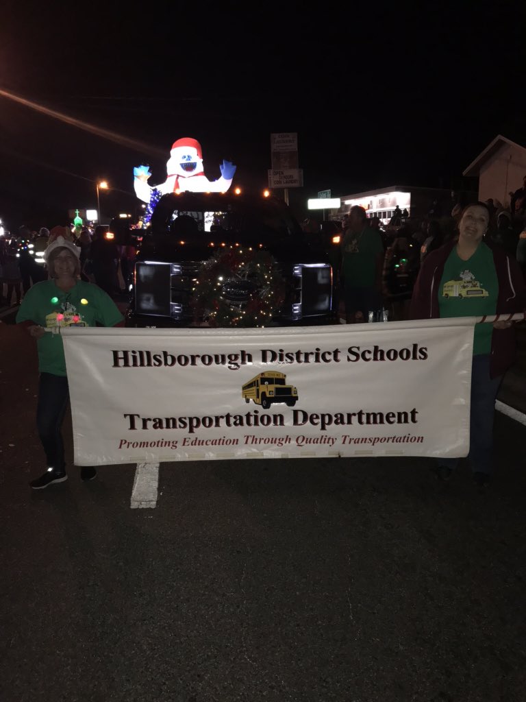 hcpsbusdude's tweet photo. Team transportation in the plant city Christmas parade, what an awesome group that puts their time in to do this amidst all the other stuff that we try to get done on a daily basis￼!!!!!! https://t.co/ZaepiKly95