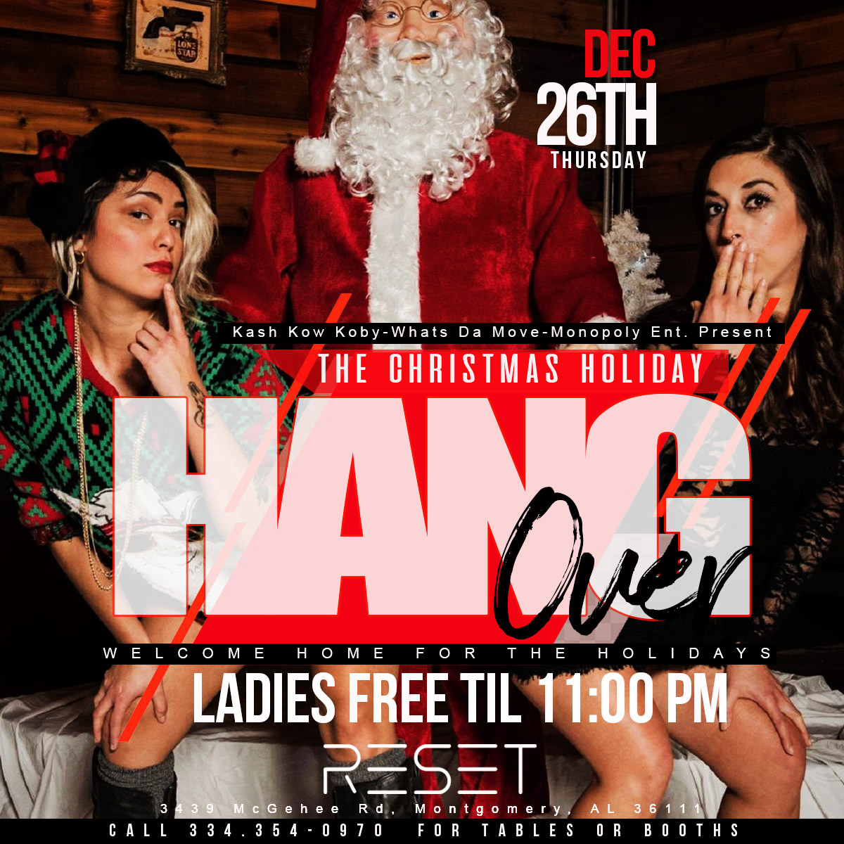 monopolyboard12's tweet photo. The Christmas Holiday Hangover
Thursday December 26th, 2019
Welcome Home for the Holidays
Ladies Free til 11:00 pm
Come Celebrate with your people
at Reset
#MYASU23 #MYASU22
#AAMU πΆ#MyASU π#TU π―
#TroyU ππΏ#UA π
#AUM23 #AU22 #ASU21 #AUM21 #AUM23 #TROY22 #TROY23 https://t.co/wcElInvEYq
