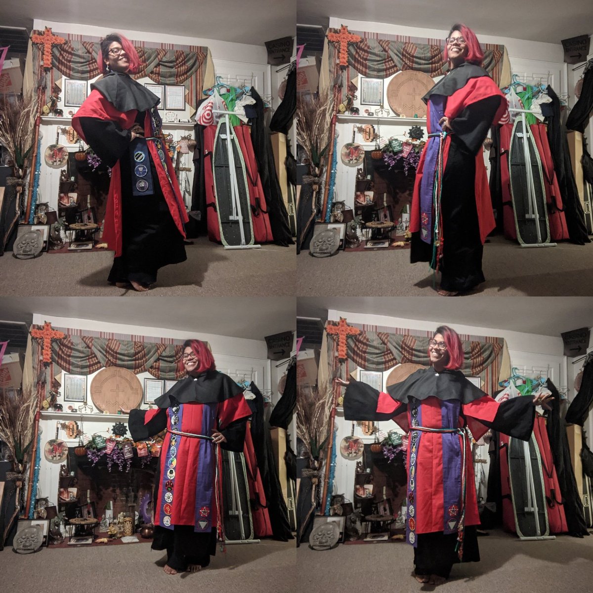 mistress_ishbo's tweet photo. I got a Yule gift (gift card to Joann's) from one of my spiritual brothers. I decided to get everything my sister and I need for our Third Degree regalia. I got red fabric and made my red tabard. Oh boy! This was really hard! I feel accomplished! #futurethirddegree indeed! https://t.co/MVgTQWeVzM