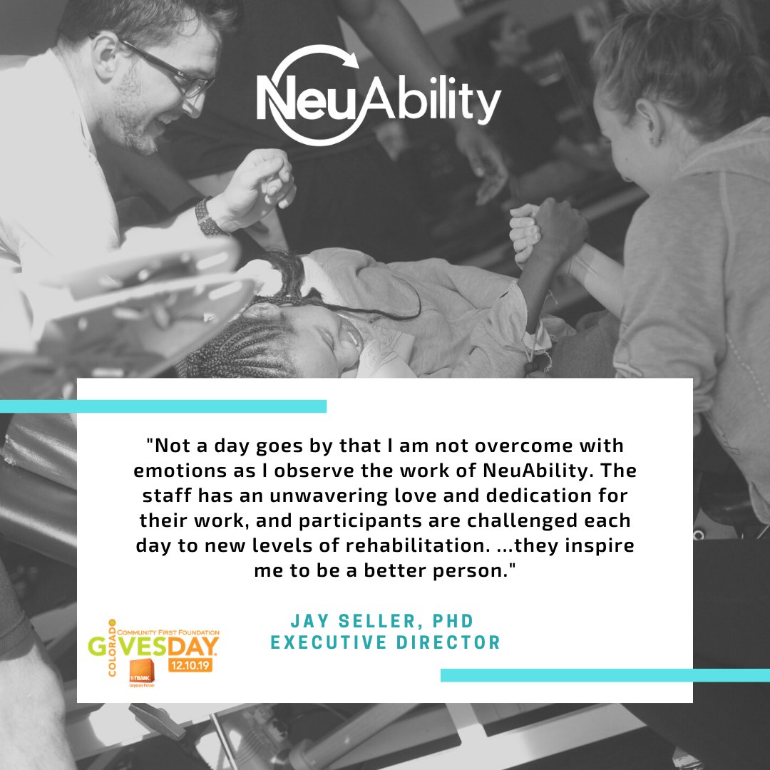 We're just 4 days away from #COGivesDay ! Keep the inspiration and dedication going at NeuAbility by scheduling your donation today or giving any time on Tuesday, December 10. We would love to have your support! #Givewhereyoulive #giveback #sci  coloradogives.org/neuability