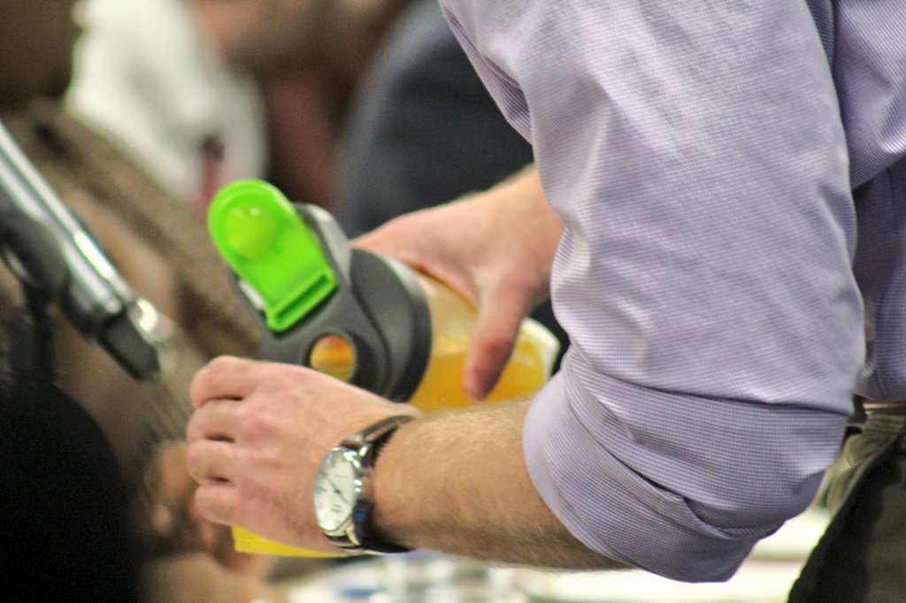 enigsu's tweet photo. #PreGame is creating a nutritional supplement drink for #gamers the equivalent to @Gatorade for #athletes. Our judges had a chance to taste test too! #StateStarts #ENIGSU #BMCFall19 https://t.co/JvgiwL0qUc
