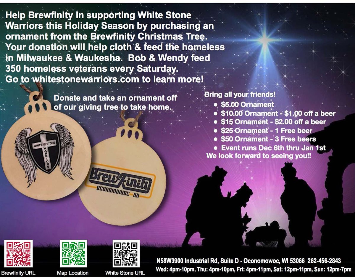 We are happy to announce our Christmas ornament partner for this giving season, White Stone Warriors! Please consider helping us help support this great organization and all the great work they do.  #charity #veterans