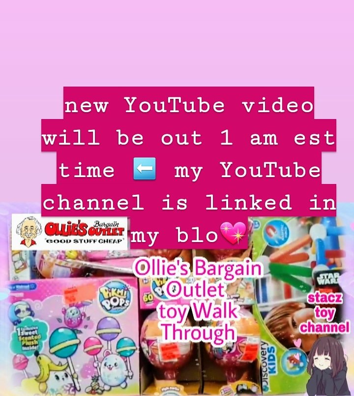 stacztoychannel's tweet photo. new YouTube video will be out 1 am est time ⬅️ my YouTube channel is linked in my blo💖 #toys #toyhunt #toyvlog #olliesbargainoutlet #toychannel
#kidstoys #ilovetoys #toyforlife #toycommunity #nevergrowup
@stacztoychannel #toysmakemehappy  #adultkid #kidadult #youtube @youtube https://t.co/a2tfDVuy4D