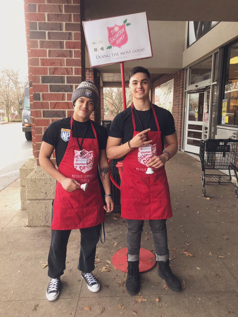 NPUFootball's tweet photo. GREAT JOB by our guys getting involved in the community #TheRightWay this week‼️ #RingTheBell https://t.co/VtYisMEGAa