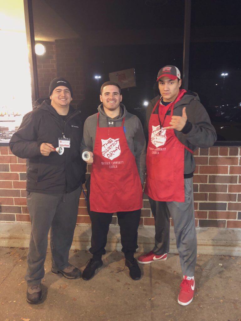 NPUFootball's tweet photo. GREAT JOB by our guys getting involved in the community #TheRightWay this week‼️ #RingTheBell https://t.co/VtYisMEGAa