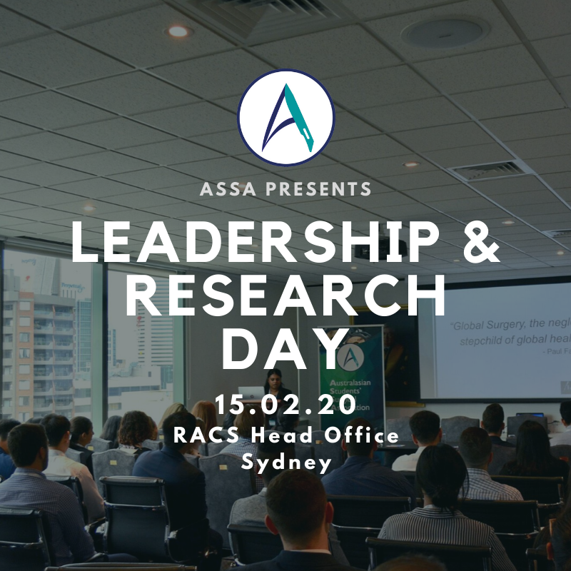 Leadership and Research Day is coming once again to Sydney on Saturday 15 February 2020!

This is an exclusive event for surgical society representatives where you'll be able to network, share ideas and learn about leadership and collaborative research from surgeons

<a href="/RACSurgeons/">RACSurgeons</a>