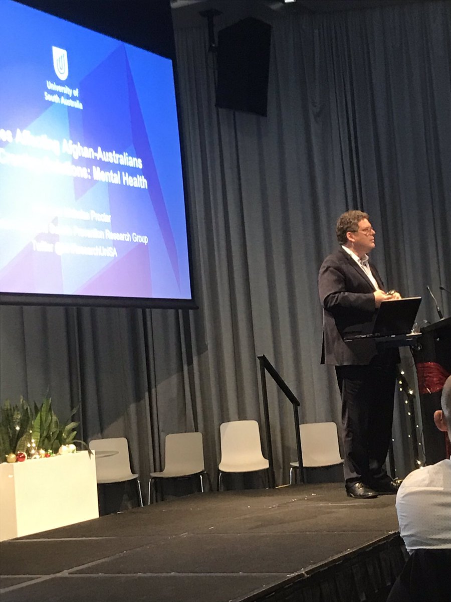 ZarlashtSarwari's tweet photo. Prof Nicholas Procter: Sense of belonging and mental health demand a sense of certainty. Current political climate compromises sense of belonging for many Afghan Australians @MHResearchUniSA  #AATSA @AATSA8 https://t.co/Wuz64jXZWm
