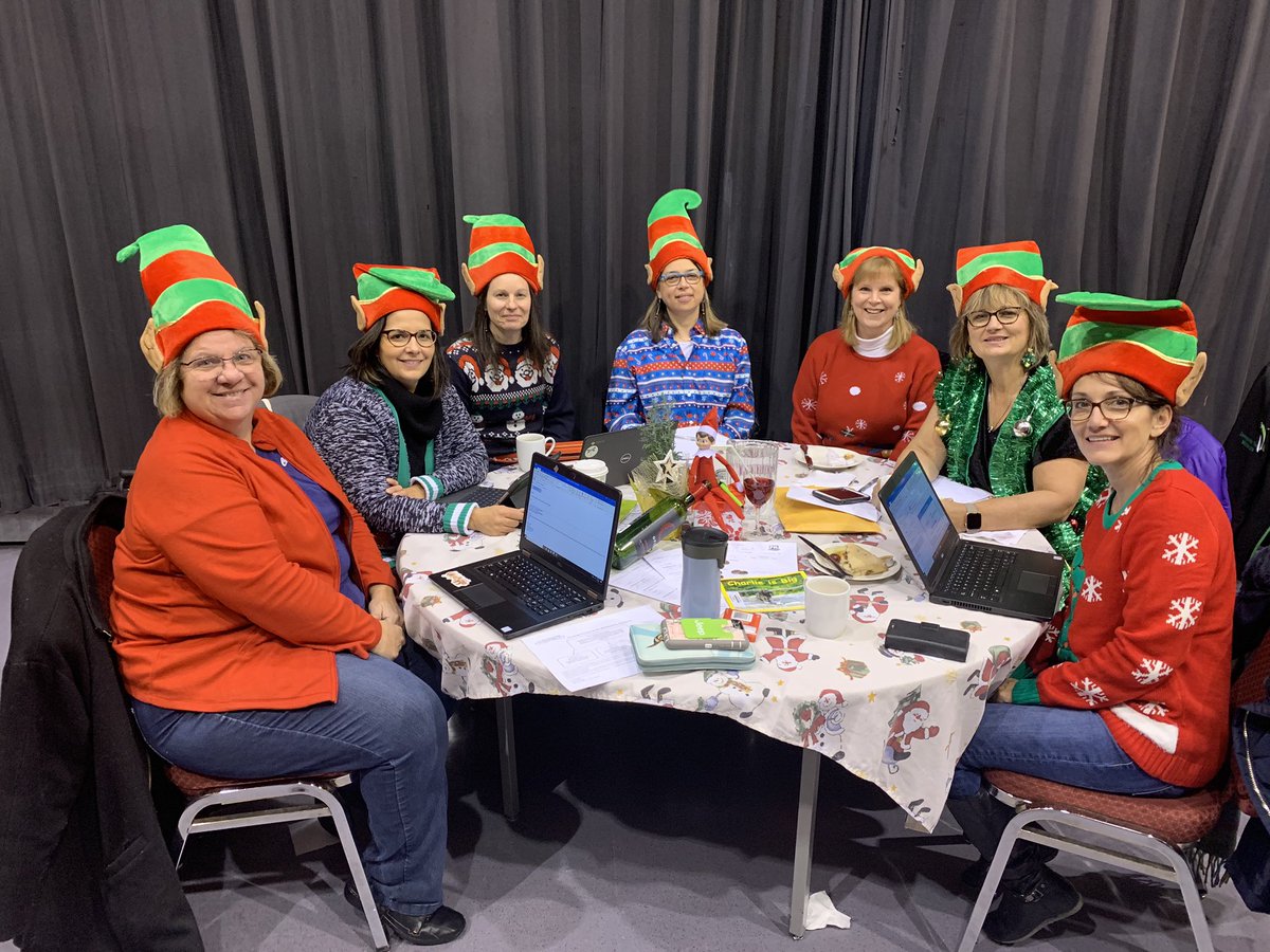 BaileyCreedon's tweet photo. #KPDSB administrators gather today for a day of professional learning and also a little collegial festive table decorating competition! #kpdsbpride #christmasatKP #PLT #focusedconversations https://t.co/gigyZEJnCL