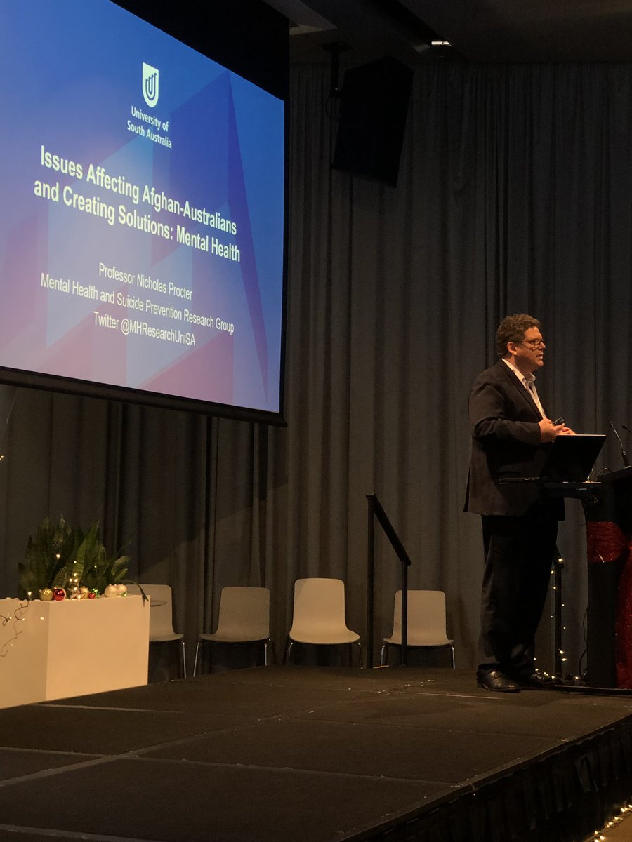 SanamAhmadzada's tweet photo. Professor Nicholas Procter @MHResearchUniSA presenting a keynote on mental health of Afghan-Australians, the importance of sense of belonging and giving us much needed insight and tips about how to provide support and how to ask for support. #AfgAus19 #AATSA @AATSA8 https://t.co/XS57XaqW4n