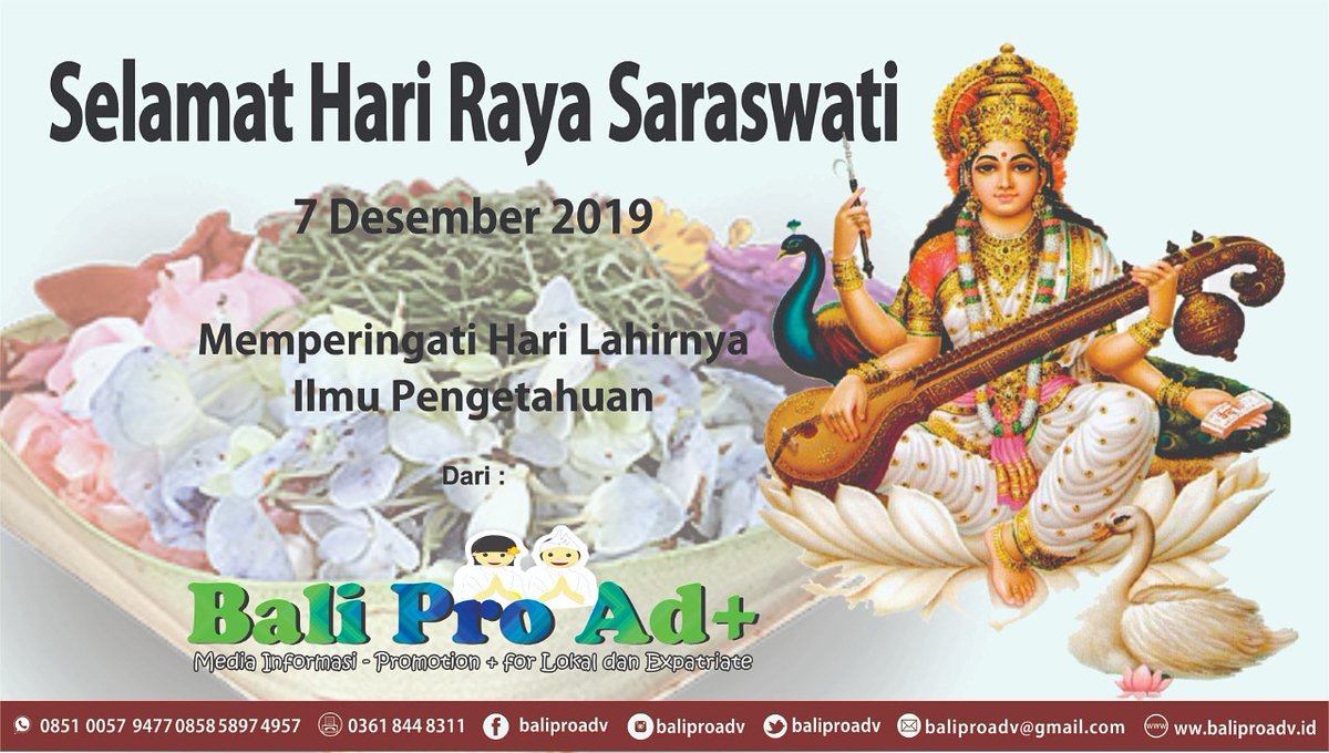 cbmprintpanjer's tweet photo. Selamat hari suci saraswati... semoga turunnya ilmu pengetahuan bisa membuat kita lebih bijak dalam segala hal.. #saraswati #balipro @bayukrisnamurti @CBMDigitalPrint https://t.co/ZeN5aUcZlR