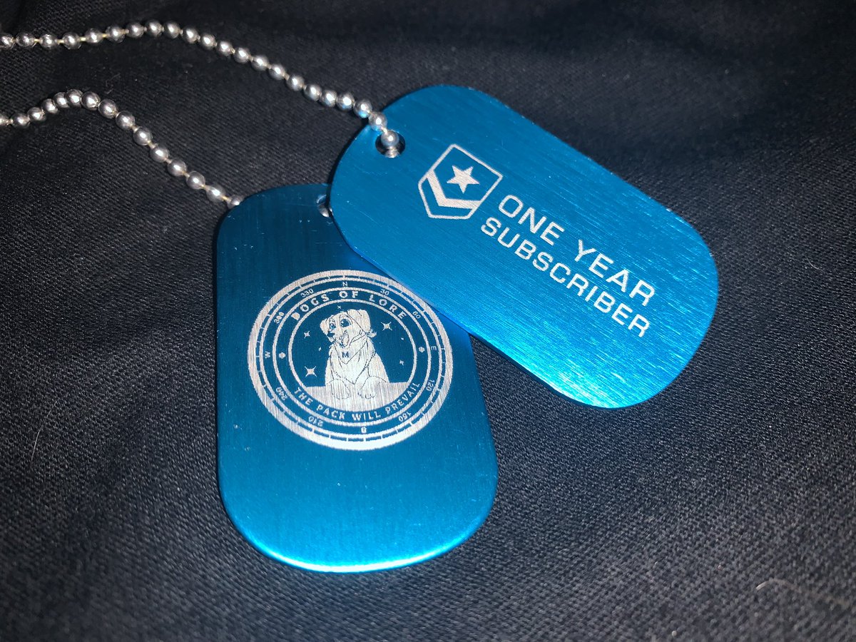 MalForTheWin's tweet photo. They’re here! Starting now, #DogsOfLore flight crew will get these aluminum, laser-engraved dog tags for their one year sub anniversary! Just a little way of saying thank you for supporting me and the channel on @Twitch. Request form link will be in Discord soon. o7 CMDRs https://t.co/5rEDPVS1k0