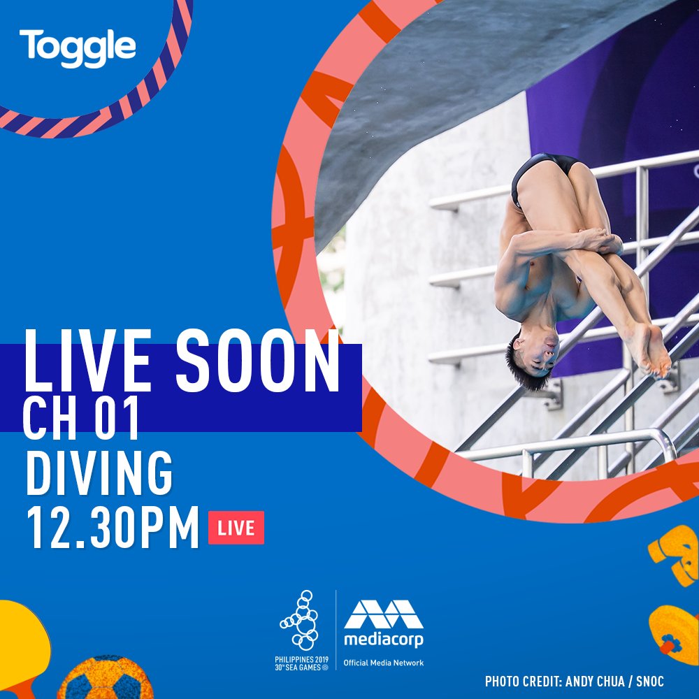 #LIVESOON at 12.30pm - Diving! Support #TeamSingapore in the Men's Individual 3m Springboard #Diving Finals!

Watch the 30th SEA Games FOR FREE on Toggle - bit.ly/SEAGames2019 

#SEAGames2019