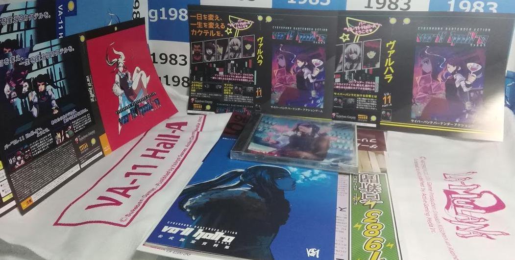 g1983's tweet photo. 12/09迄のフォロー&amp;RTキャンペーン。PS4/Switch/PSVitaで発売中のVA-11 Hall-A(ヴァルハラ)に1983限定特典5種セットに現在は入手難のサントラCDと設定資料集つけたフルセットを抽選で1名様に。ご希望機種等は当選後伺います
PLAYISMさんのサブノーティカもご予約受付中　https://t.co/LRNRIk3VAl https://t.co/GdYivTPbcY