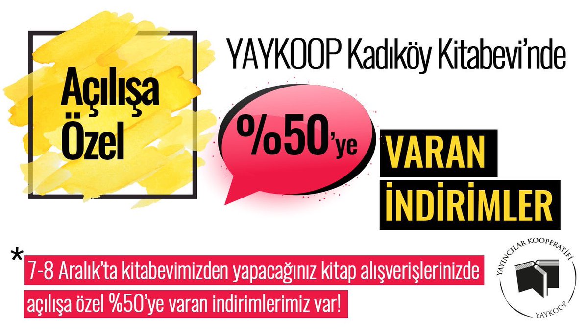 📢YAYKOOP Kadıköy Kitabevi bugün açılıyor! Açılışa özel %50'ye varan indirimleri kaçırmayın. İstanbul’daki tüm okurlarımızı saat 15.00’da Kadıköy Antikacılar Sokağı’ndaki yeni kitabevimize bekliyoruz. #ayrıntılarönemlidir #okurladayanışma #yayınevleriyledayanışma #yaykoopkadıköy