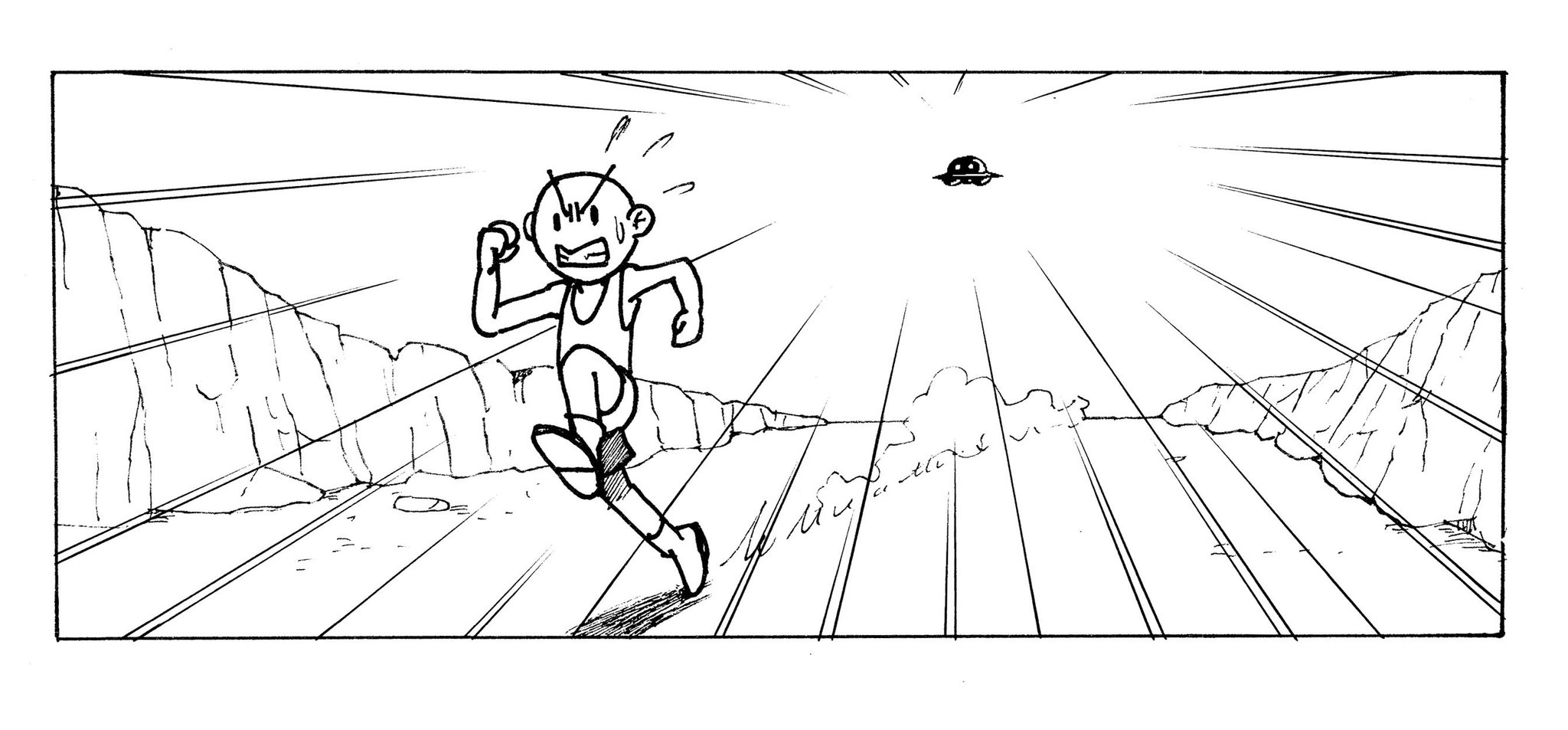 かとうひろし 集中線には 意味 があります それが分からないと 集中線が描き分けられません 謎のufoに追われて逃げている人の動きを表す集中線 人を追っている謎のufoに視線を集める集中線 かとうひろし 集中線には 意味 があります それが分からないと 集中線が描き分けられません 謎のufoに追われて逃げている人の動きを表す集中線 人を追っている謎のufoに視線を集める集中線