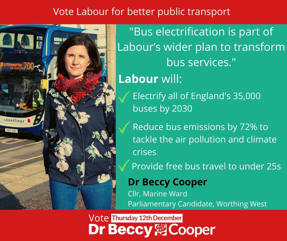 BeccyCooper4Lab's tweet photo. Labour's bus electrification plans. This will bring cheaper, cleaner and reliable bus services to Worthing. #airqualityindex #BusElectrification #CooperForChristmas https://t.co/OEmmJroTRG