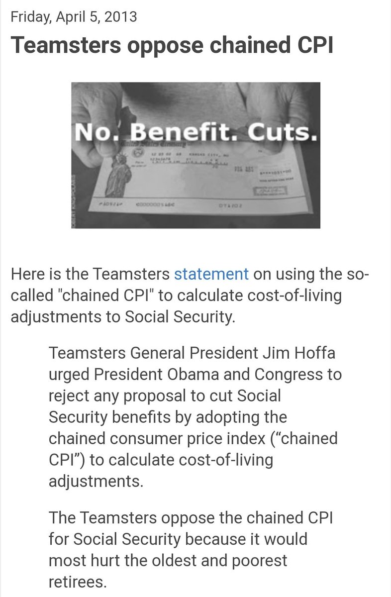 banditelli's tweet photo. It probably won't come up since the teamsters have a broader 2020 agenda but it's worth noting before #Teamsters2020 that they put in a TON of the work for the coalition to fight #chainedcpi, and Biden has never publicly explained his stance. https://t.co/3lPqLtWRjH https://t.co/NcoAPyCoJO