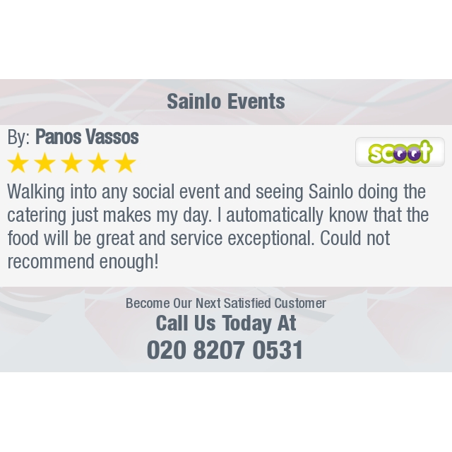 5 Star: Panos . "Walking into any social event and seeing Sainlo doing the catering just makes my day. I..." bit.ly/2sfkZFp