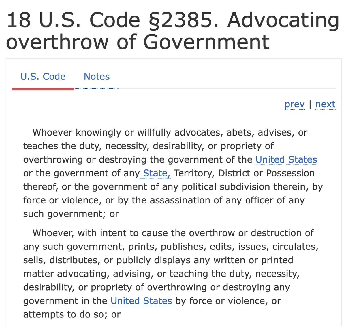 18 U.S. Code Chapter 115§ 2385 - Advocating Overthrow Of Government