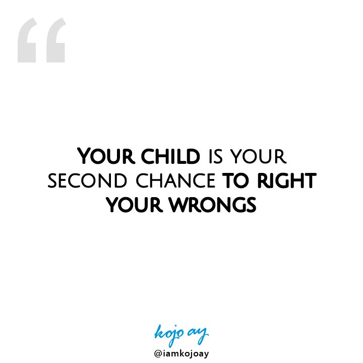 iamKojoAY's tweet photo. "Your child is your second chance to right your wrongs"

» Tag someone who needs to know this

#wisdomquotes #knowledgequotes #motivationalquotes #inspirationalquotes #childsdevelomentquotes #lovequotes #childcarequotes #familyquotes #relationshipquotes #leadershipquotes https://t.co/YLtq3uhA2m