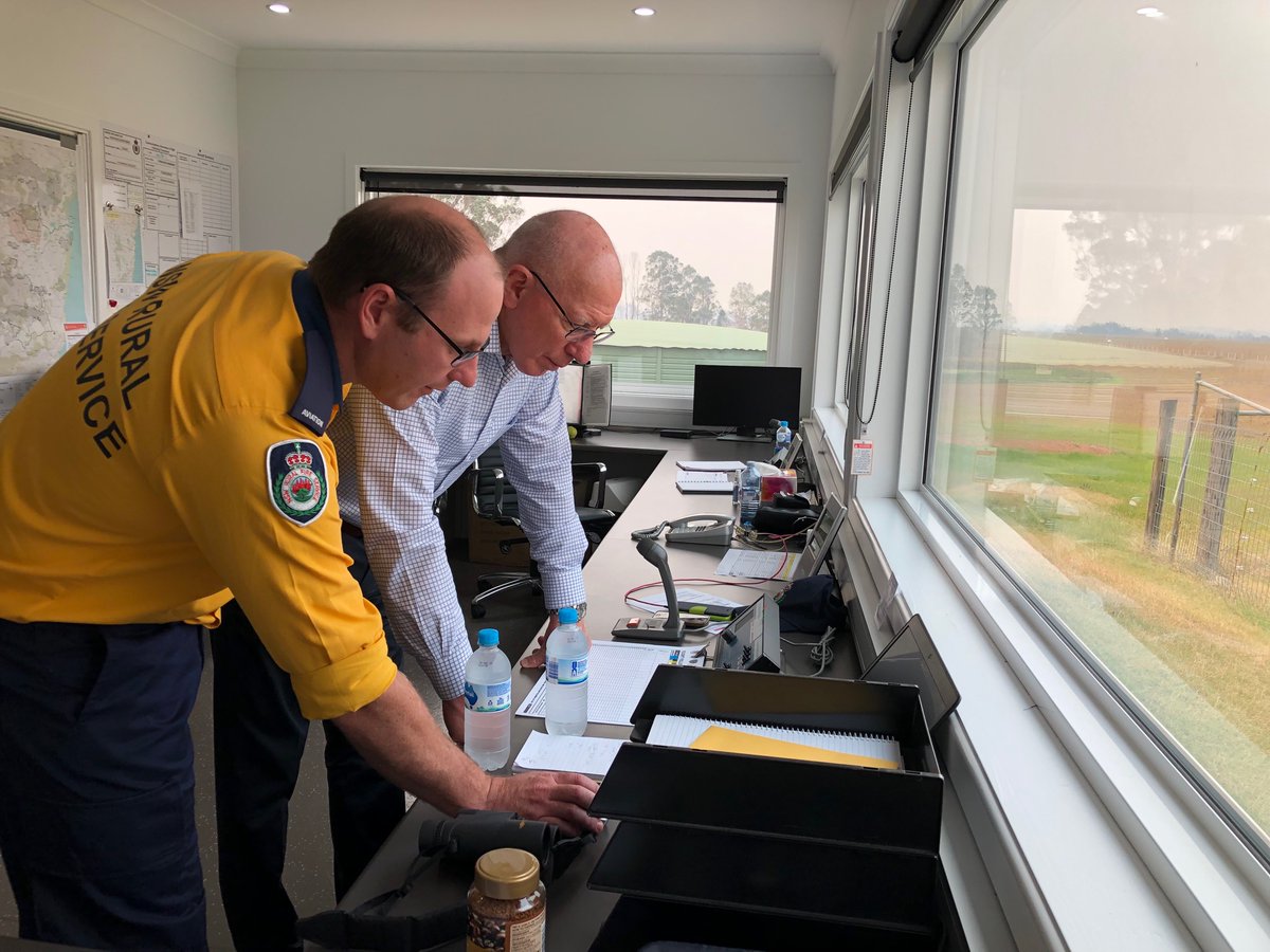Their Excellencies the Governor General and Mrs Hurley visiting the heavily impacted community of Nymboida today and crews at the Clarence Valley airbase and Incident Management Team #bushfires #NSWRFS