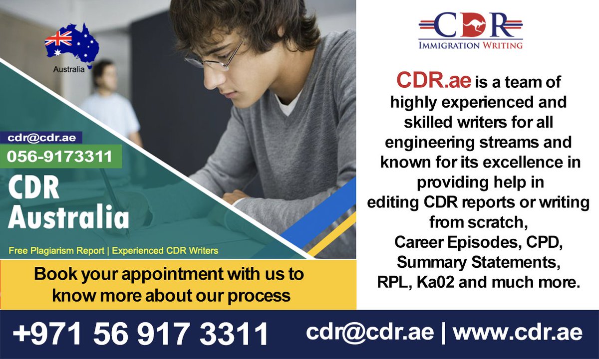 cdr_ae's tweet image. CDR writing services at your reach in Dubai | 043554850
cdr.ae (0569173311)

#cdr #cdrwriting #cdrwritinghelp #cdrwritingassistance #cdraustralia #cdrassessment #skilledvisasustralia #writing #expertwriter #professionalcdrwriting #cdrwritingindubai #bestcdrwriter