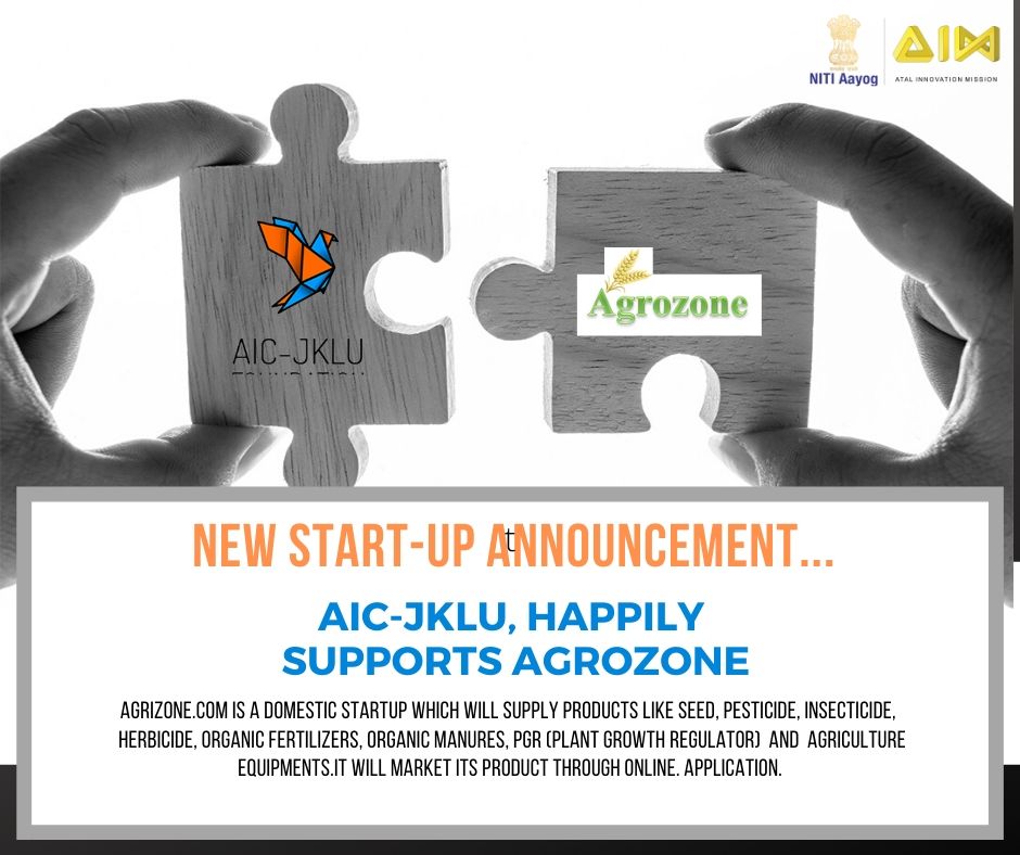 AicJklu's tweet photo. Aic jklu is happy to support AGROZONE through first cohort of aic in jklu incubation program - phase I.
@NITIAayog
@AicJklu
@jklujaipur
@AIMtoInnovate
#innovation #businessplans #newconcept #newideas #aic #jaipur #startups #creative #agrozone #jklu #nitiayog https://t.co/VXXqJStWrH