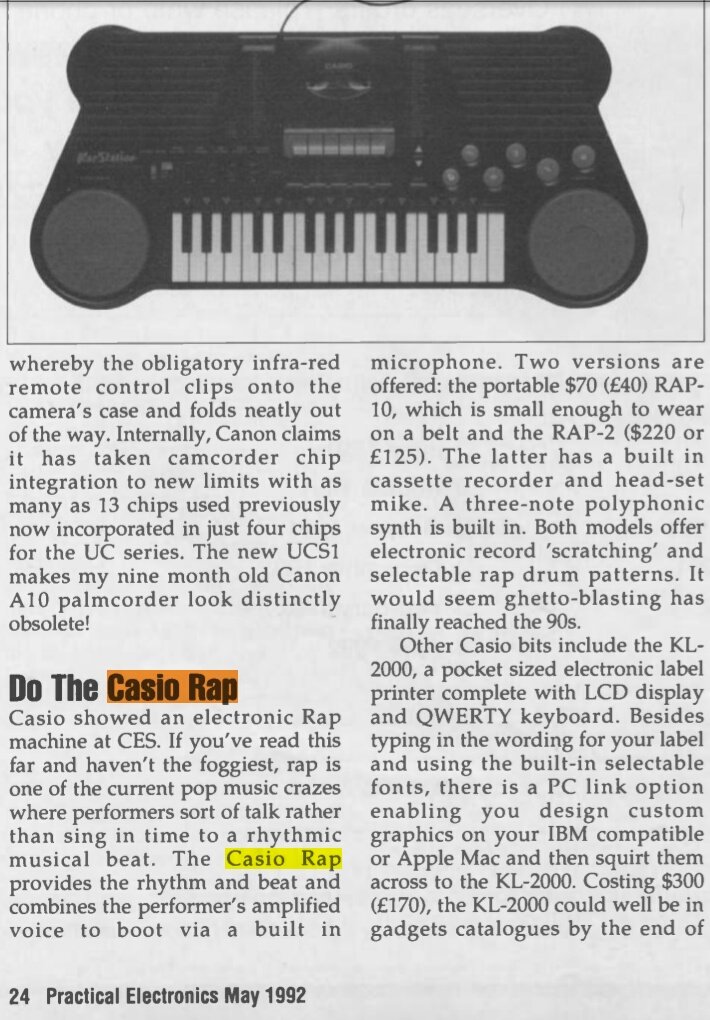 #casiorap2 #may1992 #practicalelectronics #keyboardreview #casiorapman #rapstudio #rapstation #casiorap10