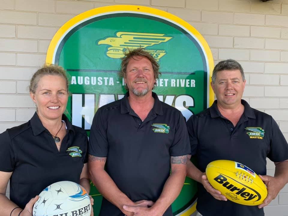 AMRFNC's tweet image. Our new President for 2020 Andrew Hunter (centre), Netball Coach &amp;amp; Committee Member Clare Whitehead (left) &amp;amp; 2019 ‘Service to the Image of Football’ recipient and Committee Member Greg Fisher (right). 

#margaretriver #swfl #wafl #countryfootball #afl