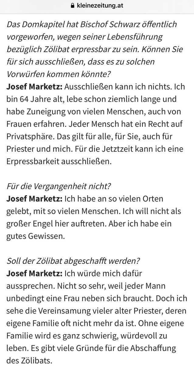 Bemerkenswertes Interview mit dem neuen Kärntner Bischof Josef Marketz in der Kleinen Zeitung: