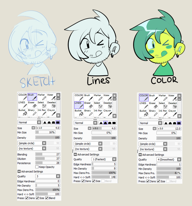 someone on tumblr asked for my pen settings so i thought i should post them here too! 