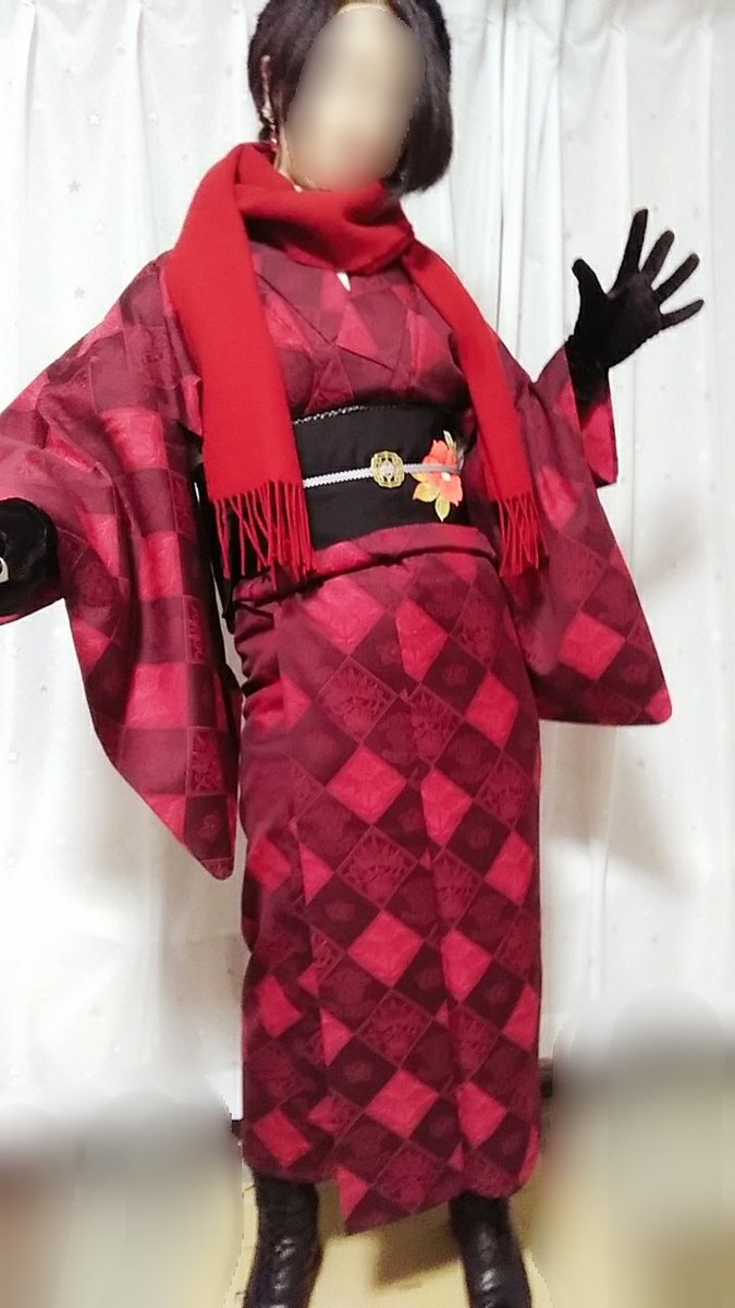 たぬきはかっ消されました 本日の たぬきもの 加州清光 極 とうらぶ着物コーデ イヤリングは Nana Bosi様 とうらぶ着物部 着物で刀剣乱舞 着物で推しコーデ