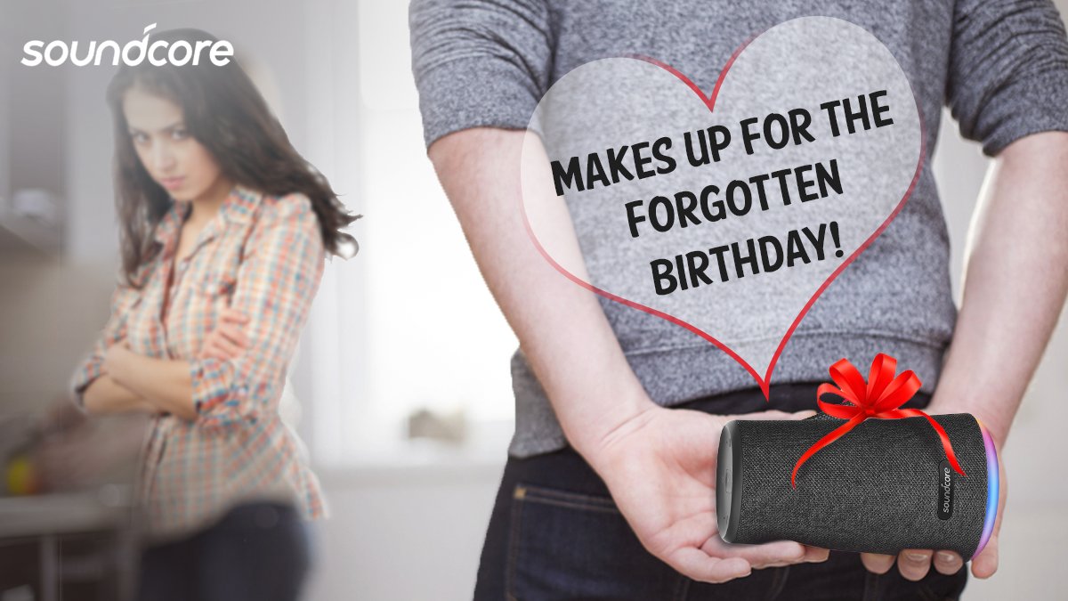 SoundcoreIndia's tweet photo. Last Minute fix when your forget her Birthday: #SoundcoreSpeaker. P.S: We guarantee to change the frown to Smile - BUY it to Believe it. https://t.co/GTo6eotDAT

#AmazonIndia #FlareSeries #Speaker #LoudSound #RomanticMusic #MusicnMe #RomanticSongs #MusicfixMood https://t.co/pW7n3lNv39