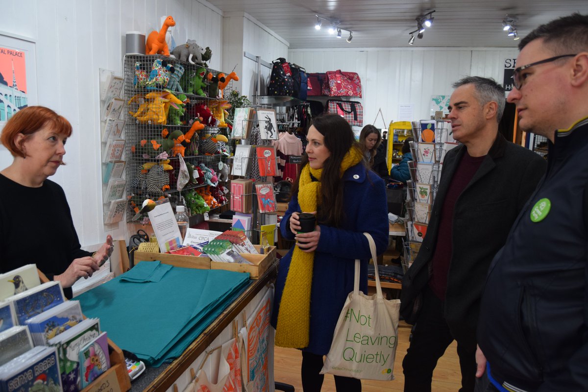 CPGreens's tweet photo. Today @Amelia_Womack, @jon_bartley and @Green_JamesBee were introduced by @Flemwah to local shopkeepers dealing with rent increases and lower takings since the EU referendum, talking about what govt can do to help keep independent shops going. https://t.co/uXfCpPb4T1