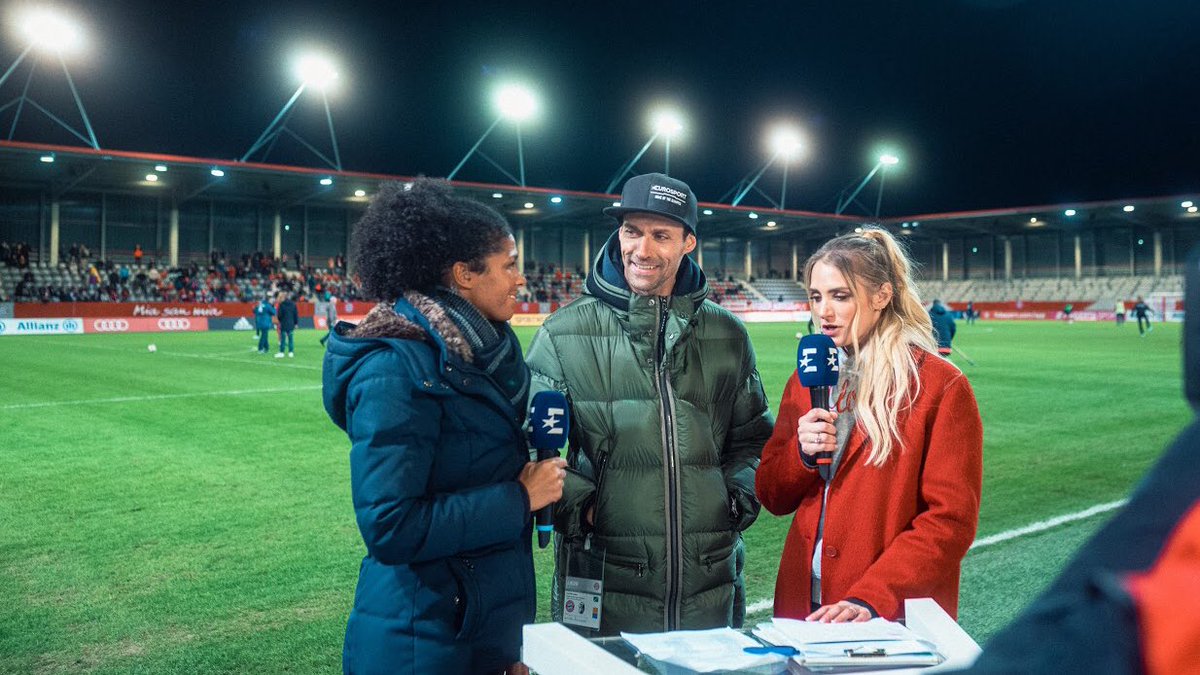 Freudiger Besuch gestern am #FCBayern Campus! 🤩⚽️👋

<a href="/UWCL/">UEFA Women’s Champions League</a>-Gewinnerin, Europameisterin und #FCBFrauen-Ü35-Kapitänin Navina Omilade &amp; Olympiasieger, Weltmeister und Vierschanzentournee-Legende <a href="/sven_hannawald/">Sven Hannawald</a> bei <a href="/Eurosport_DE/">Eurosport DE</a>! 🔴⚪️