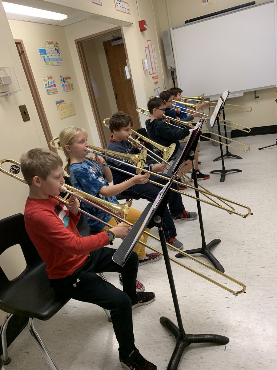 MsSinisiMusic's tweet photo. 4th grade trombone students practicing the 4th position note, “D”! #wearebethpage #bethpagemusic https://t.co/kh4Il1S7F4