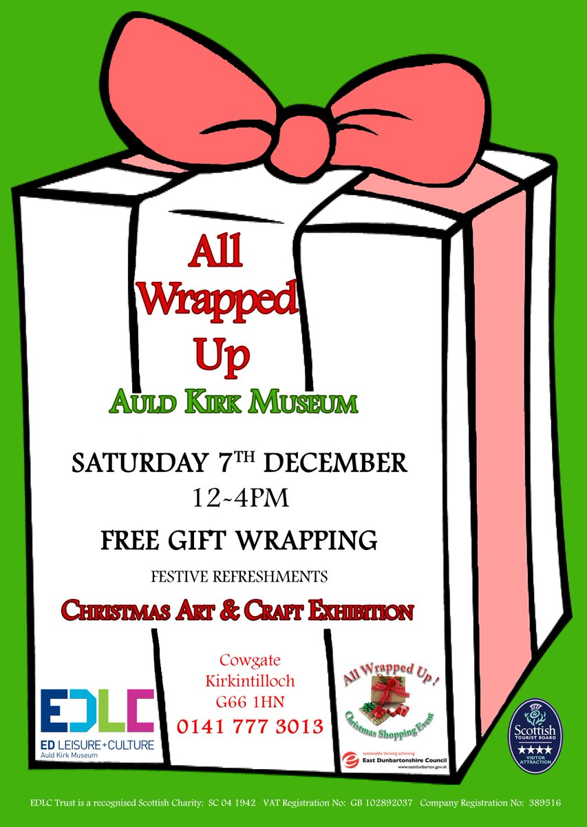 EDLC_Culture's tweet photo. Come along to our special shopping event, all purchases will be gift wrapped, whilst you enjoy complementary refreshments and live music. #EDLC #AuldKirk #Xmas https://t.co/8XBtLabAMv