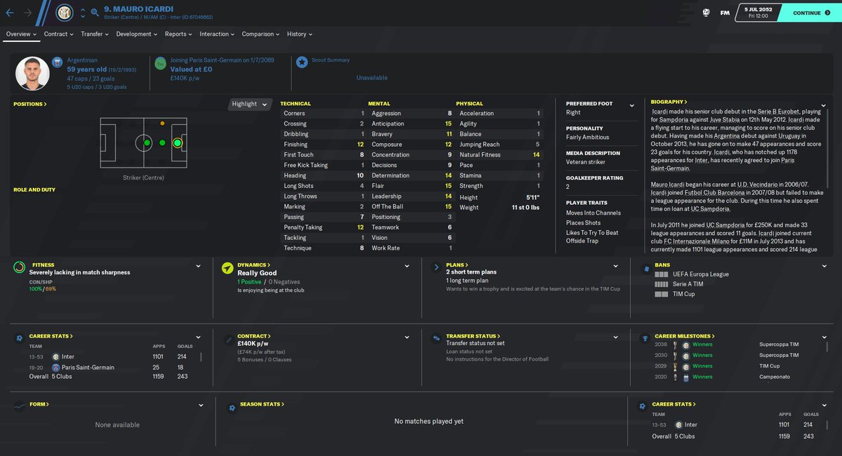 fmscout's tweet image. In Jamie&apos;s holiday save, some players refuse to retire...
#FM20 #FMProblems

Icardi still playing at the age of 59, while Leo Moura still going at 73. What the heck!